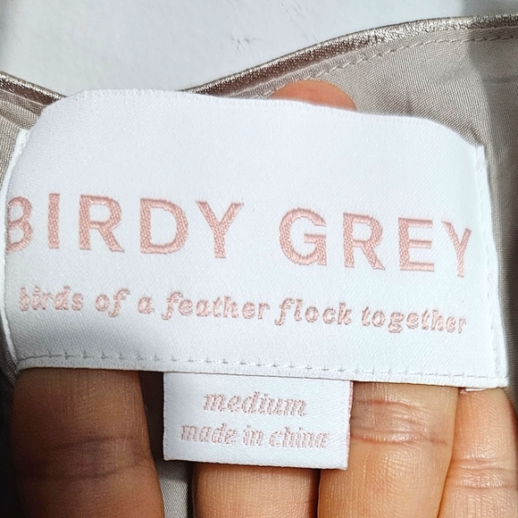 Birdy Grey Cowl Neck Rose Gold Sexy Satin Maxi Slit Bridesmaid Formal Prom Sz M - Picture 5 of 7